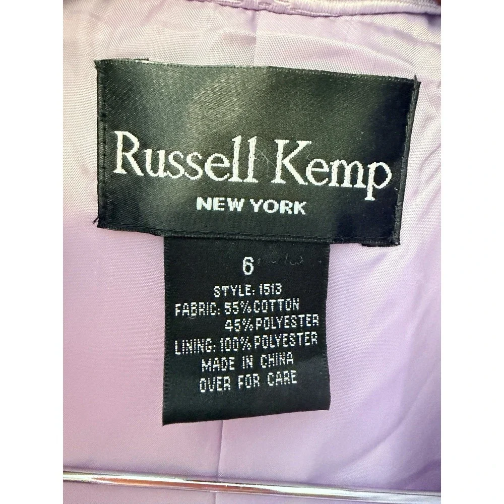 VTG Russell Kemp NY Floral Jacquard Jacket & Skirt Set Lilac Glam Office Sz 6